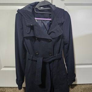 H&M Navy Double-Breasted Trench Coat